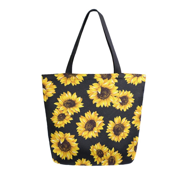 Naanle Sunflower Canvas Tote Bag Large Women Casual Shoulder Bag Handbag, Watercolor Sunflower Reusable Multipurpose Heavy Duty Shopping Grocery Cotton Bag for Outdoors. - Image 1